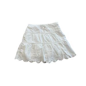 Vintage Y2K American Eagle Outfitters White Eyelet Tiered Mini Skirt Size 8